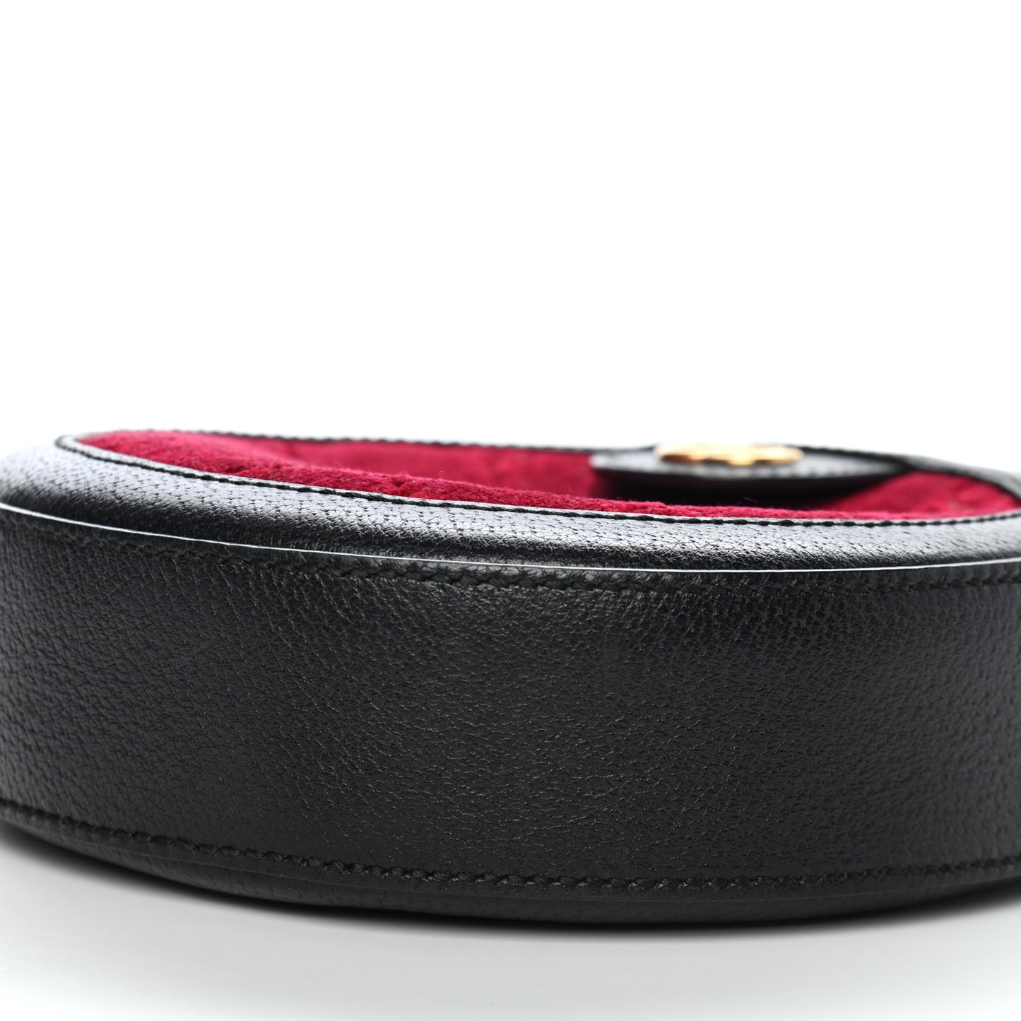 Velvet GG Monogram Textured Calfskin Round Shoulder Bag Red Cipria Black