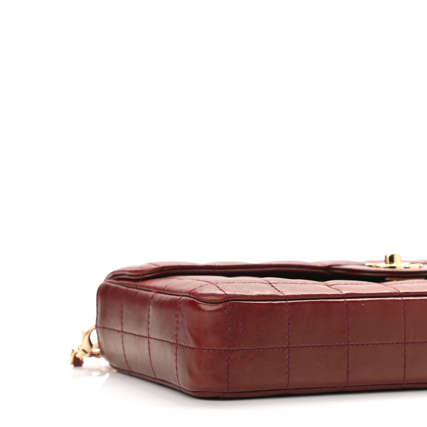 Lambskin East West Chocolate Bar Flap Bordeaux