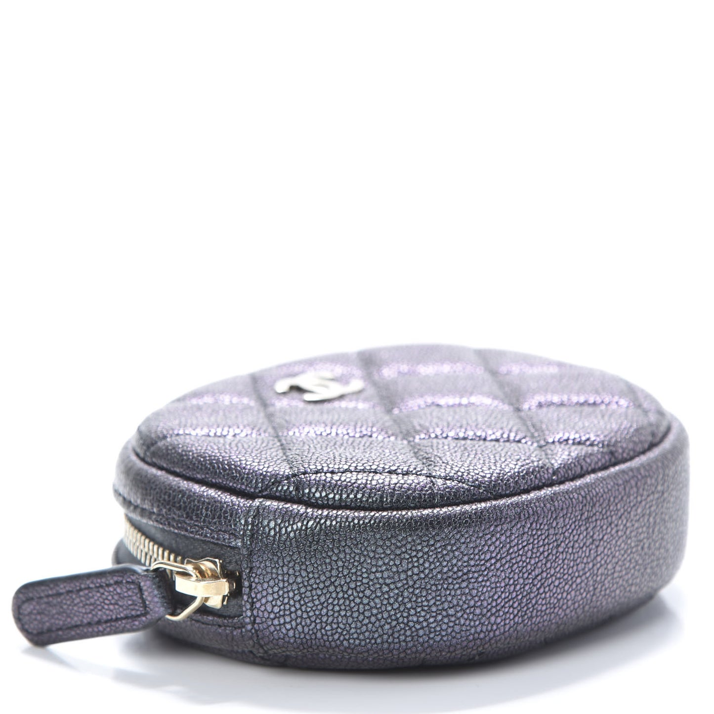 Iridescent Caviar Quilted Zip Around Classic Coin Purse Black