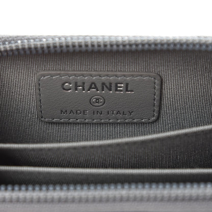 Chanel Lambskin Quilted Boy Zip Around Coin Purse Wallet Grey 6 of 8