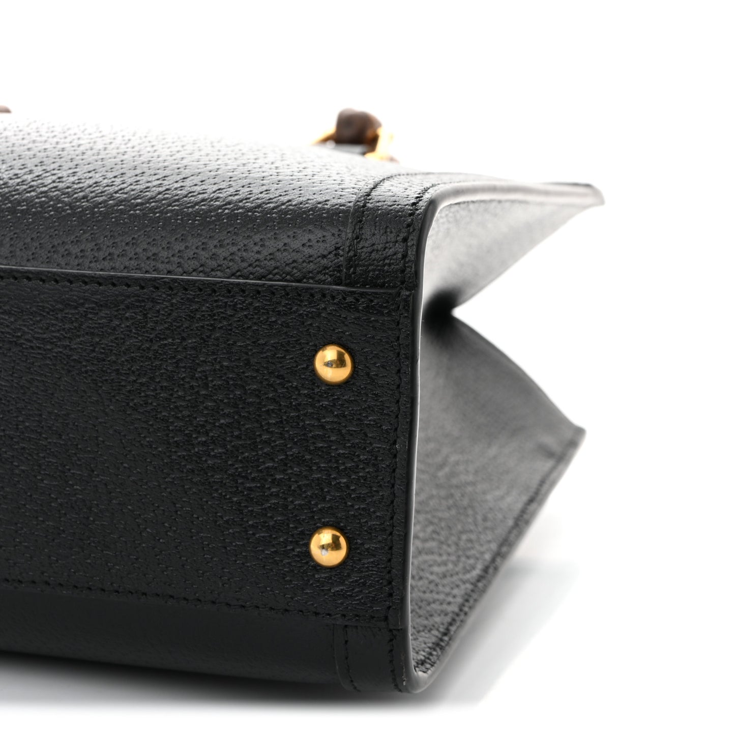 Textured Dollar Calfskin Web Small Diana Tote Bag Black Dusty Grey