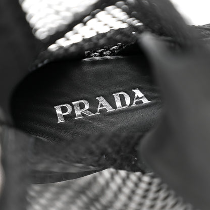 Prada Rete Spazzolato Rois Metal Triangle Logo Womens Knee High 50mm Boots 35.5 Black 6 of 8