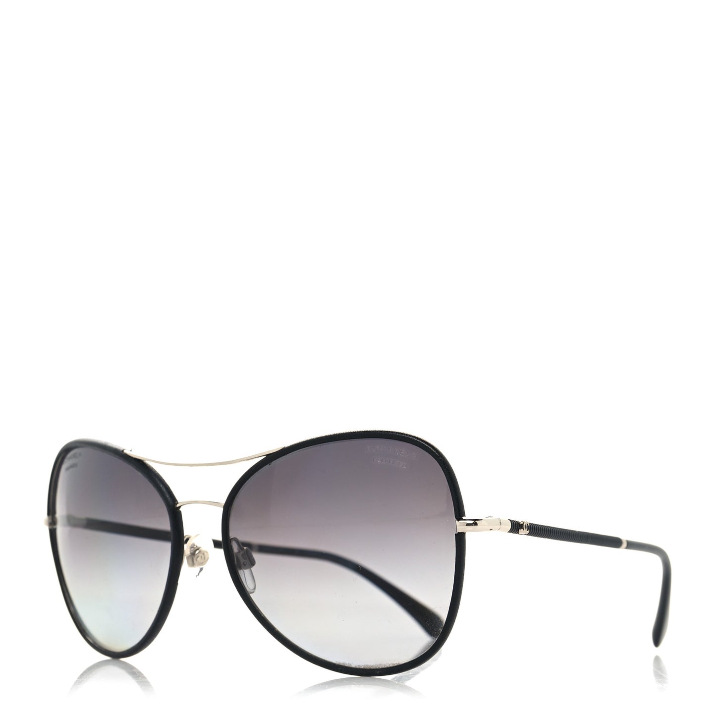 Metal Lambskin Polarized Pilot Fall Sunglasses 4227-Q Black