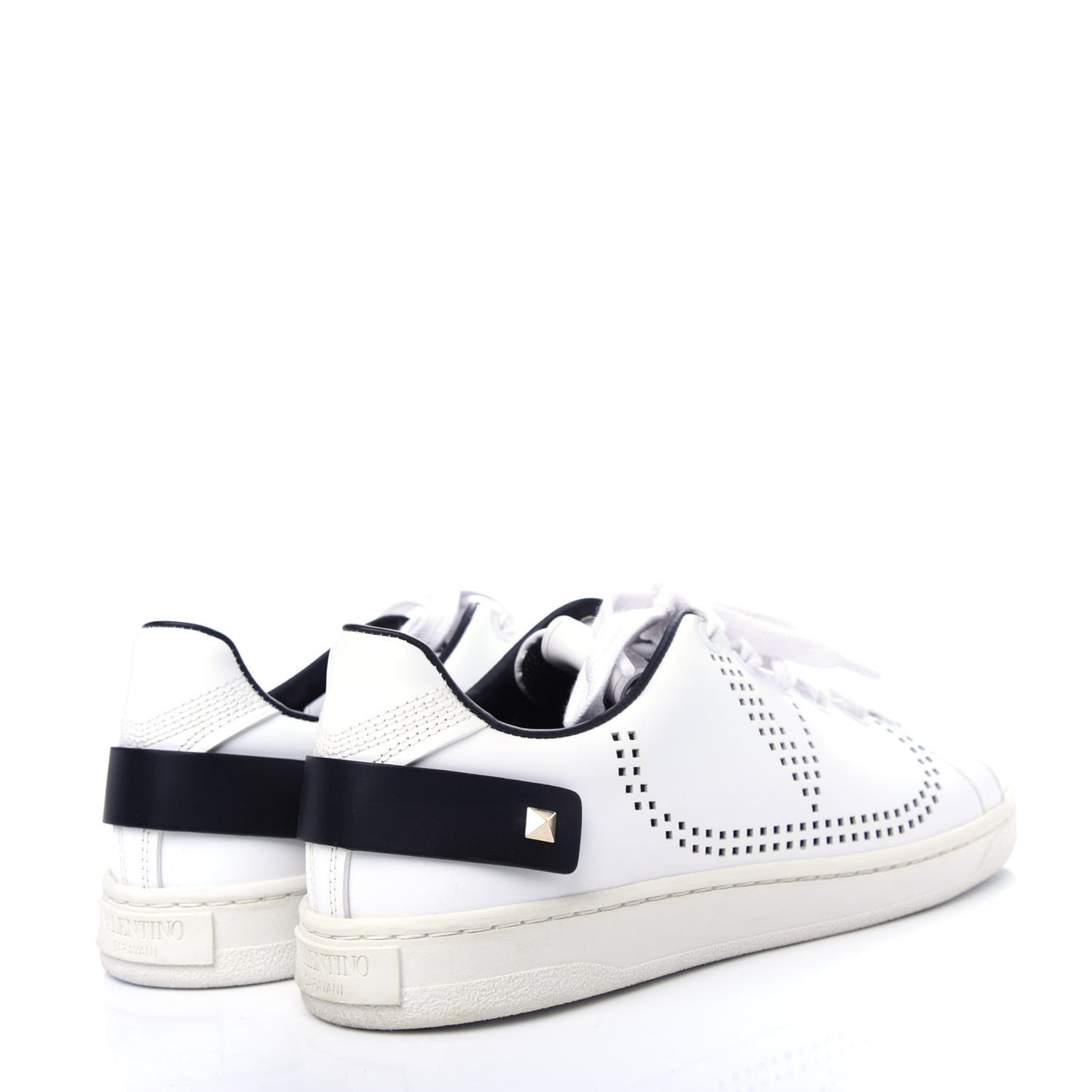 Calfskin Womens Backnet Sneakers 37.5 White Black