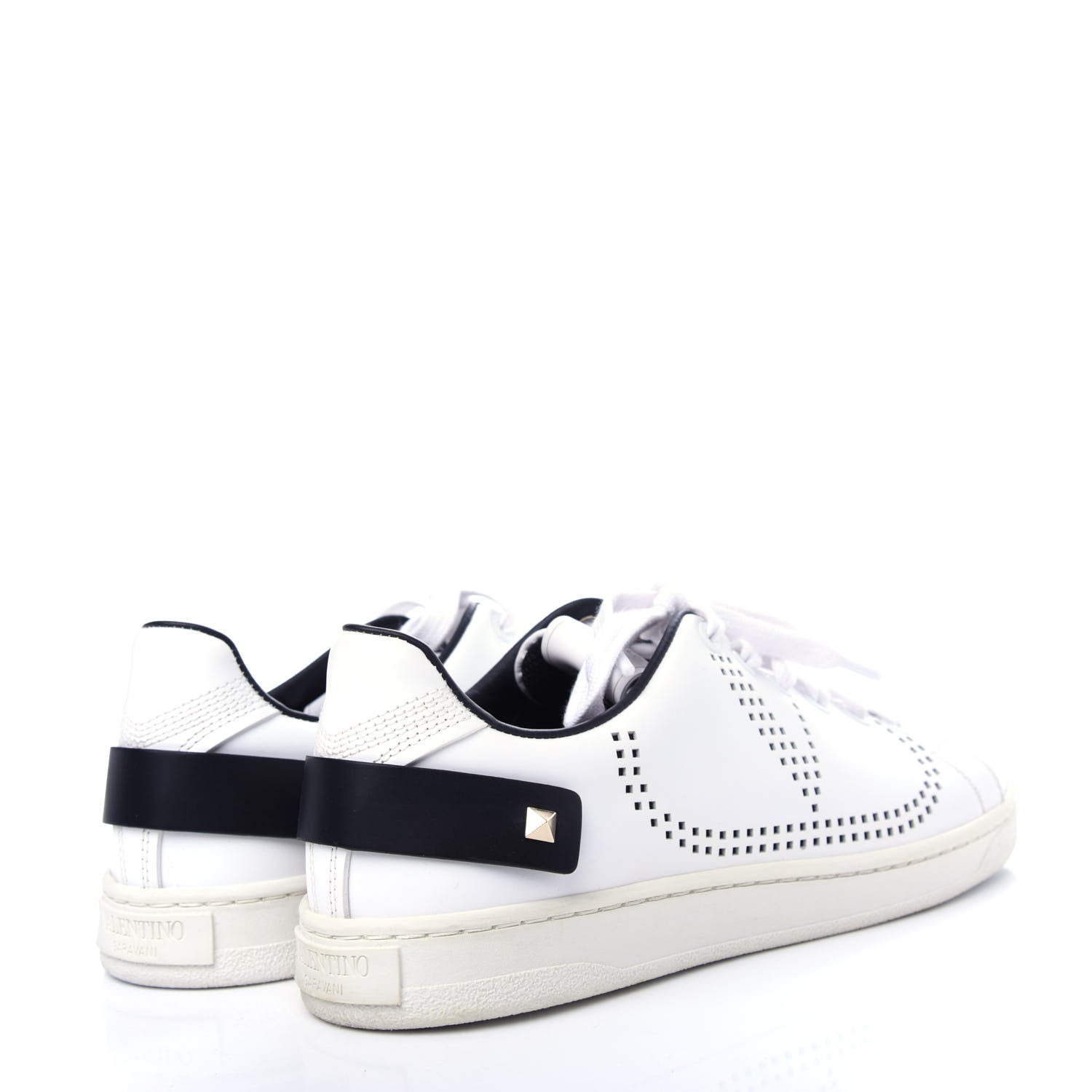 Valentino Garavani Calfskin Womens Backnet Sneakers 37.5 White Black 4 of 10