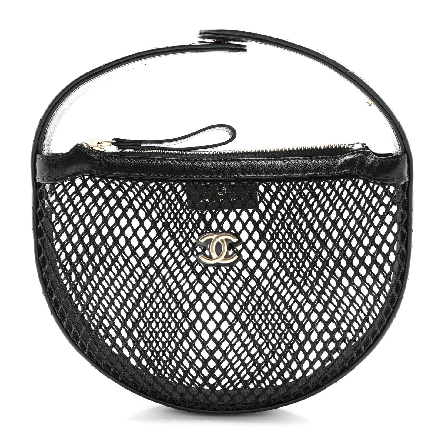Mesh Shiny Lambskin Pouch Hobo Black