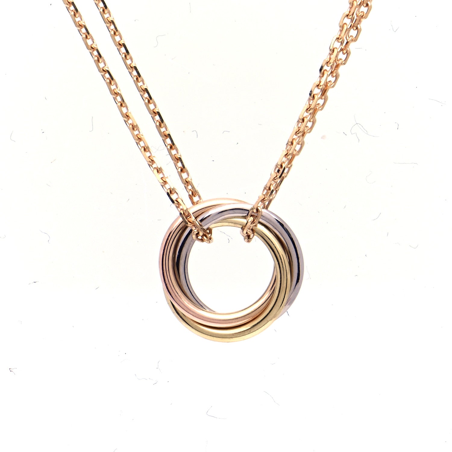 Cartier 18K Pink Yellow White Gold Trinity Double Chain Pendant Necklace 4 of 7