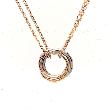 Cartier 18K Pink Yellow White Gold Trinity Double Chain Pendant Necklace 4 of 7
