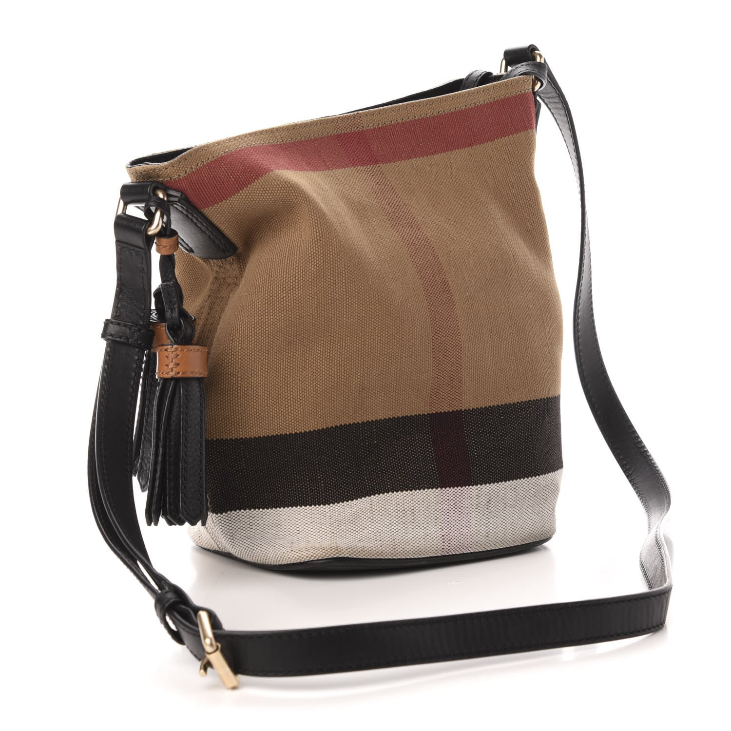 Burberry Canvas Mega Check Mini Ashby Tassel Crossbody Black 4 of 13