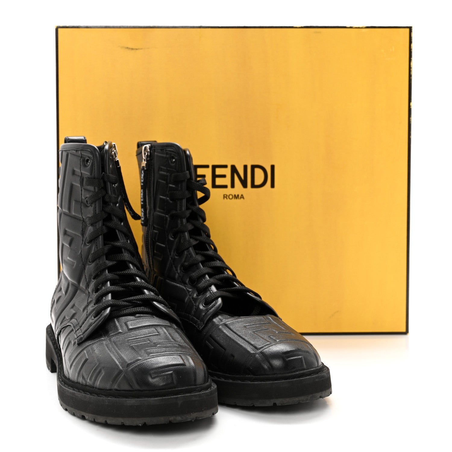 Fendi Nappa FF Embossed Womens Biker Boots 38.5 Black 11 of 11