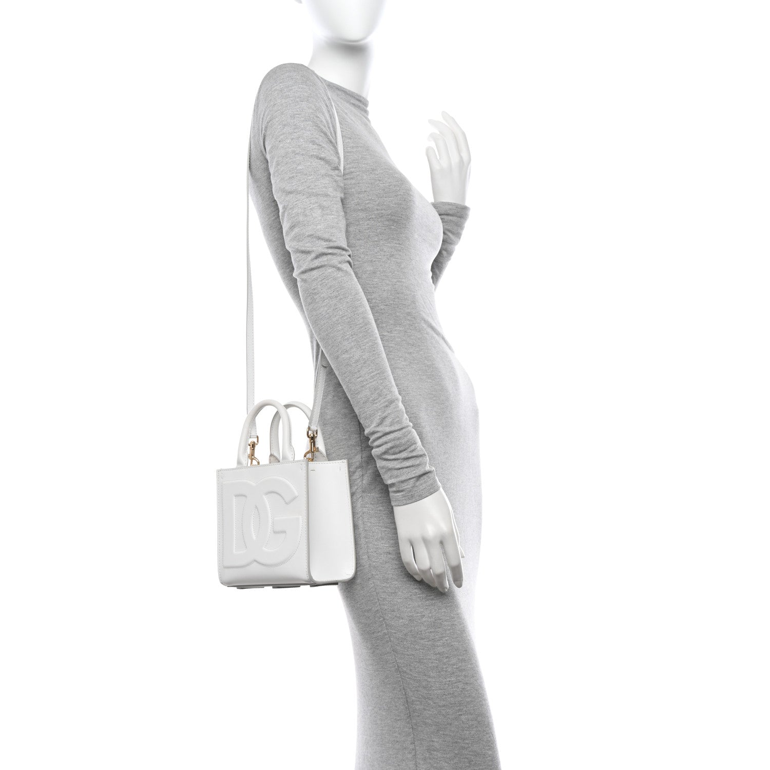 Dolce & Gabbana Vitello Mini DG Logo Shoppting Tote Optic White 2 of 13