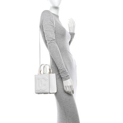 Dolce & Gabbana Vitello Mini DG Logo Shoppting Tote Optic White 2 of 13