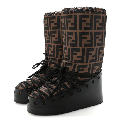 Fendi Nylon Rubber FF Snow Boots 37 Tobacco Black 4 of 7