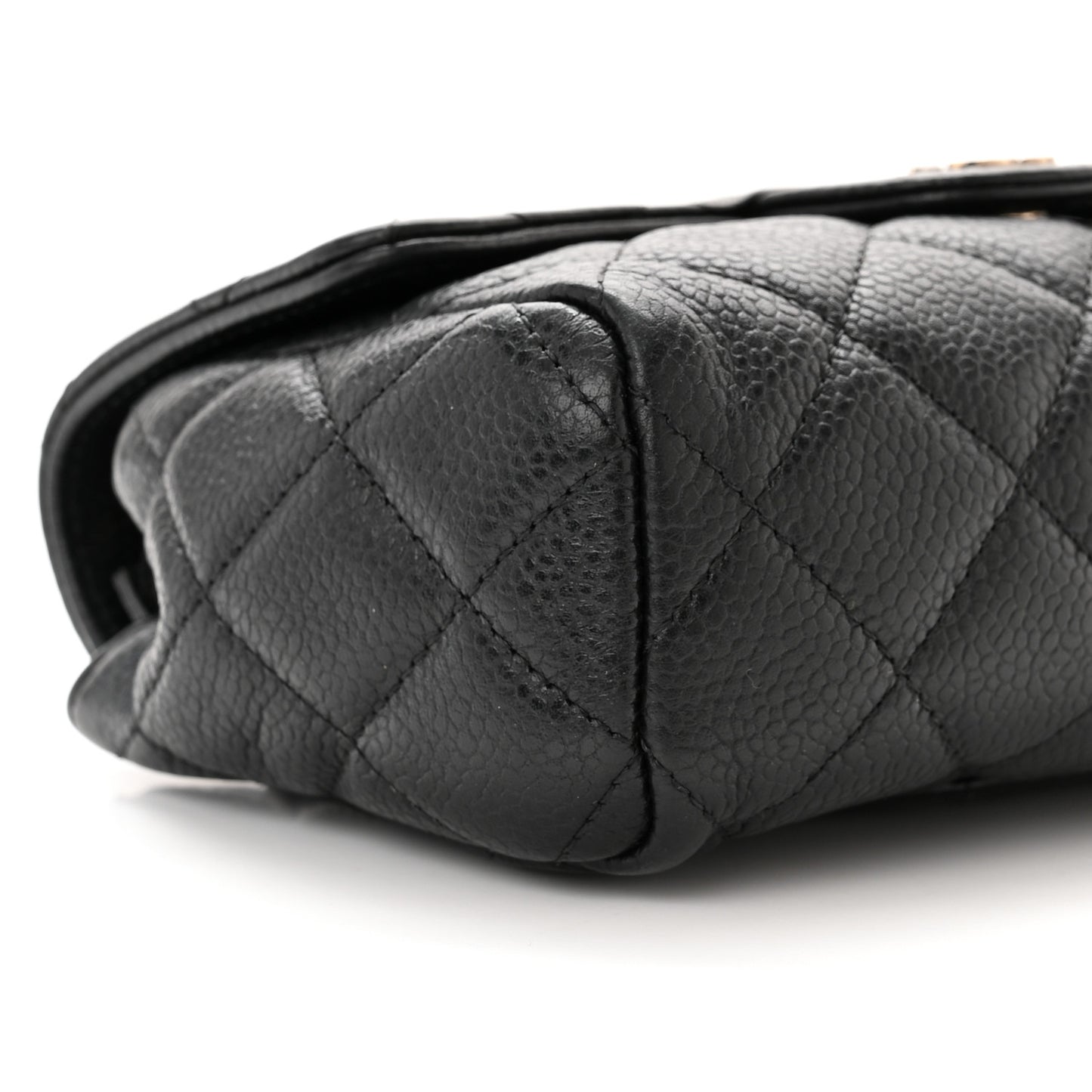 Caviar Quilted Flap Cosmetic Case Black