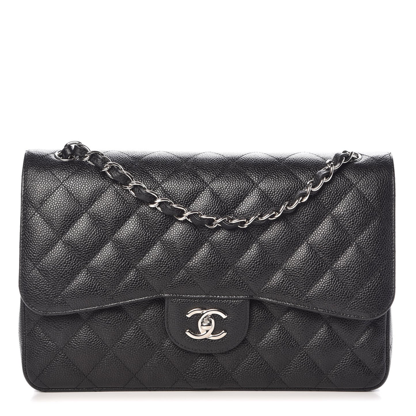 Caviar Quilted Jumbo Double Flap Black
