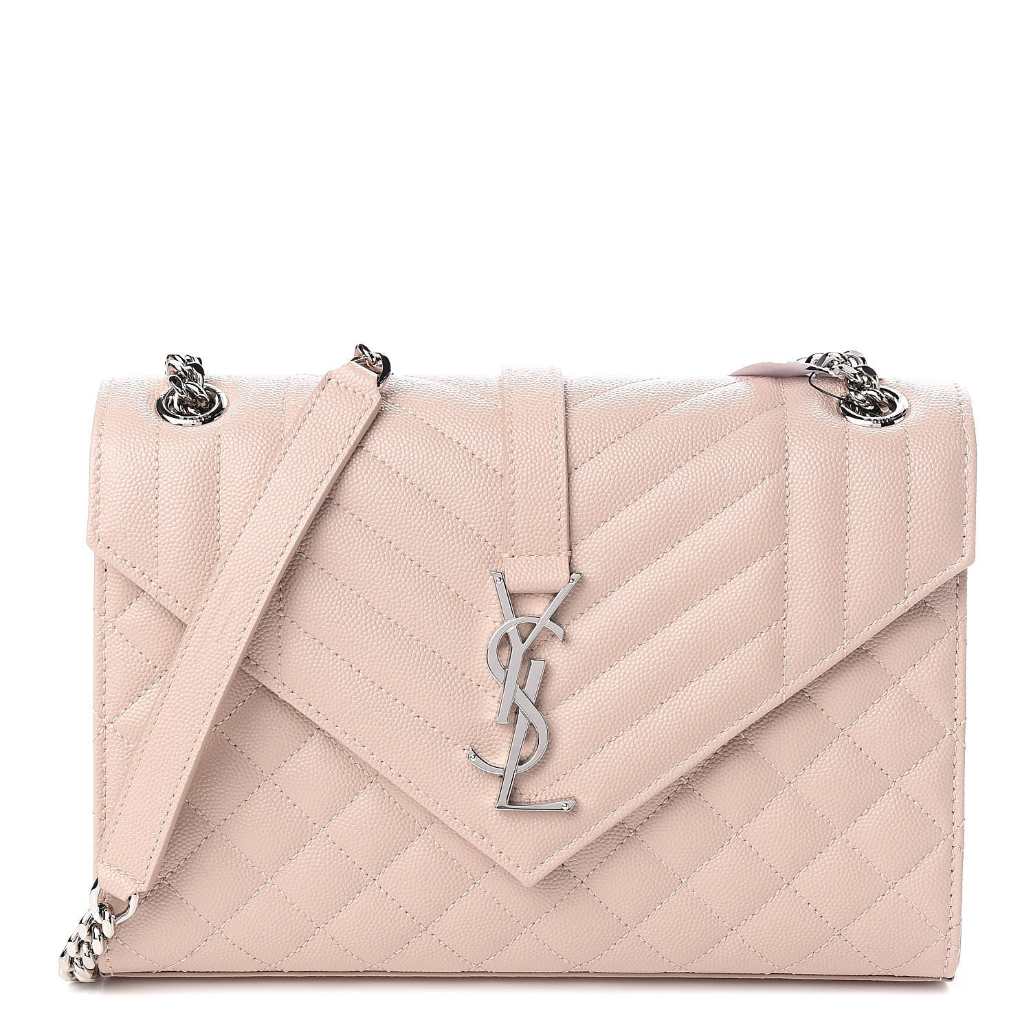 Saint Laurent Grain De Poudre Textured Mixed Matelasse Medium Triquilt Monogram Satchel Marble Pink 1 of 9