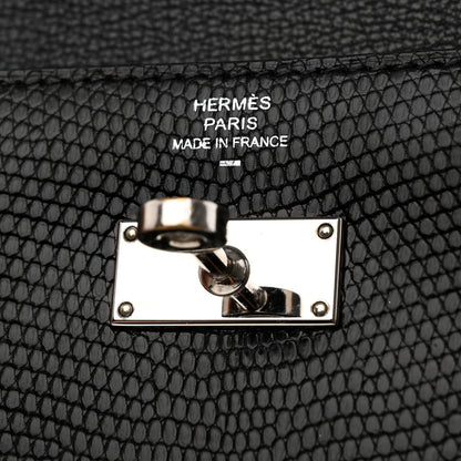 Hermes Lizard Kelly Longue Wallet Black 6 of 7