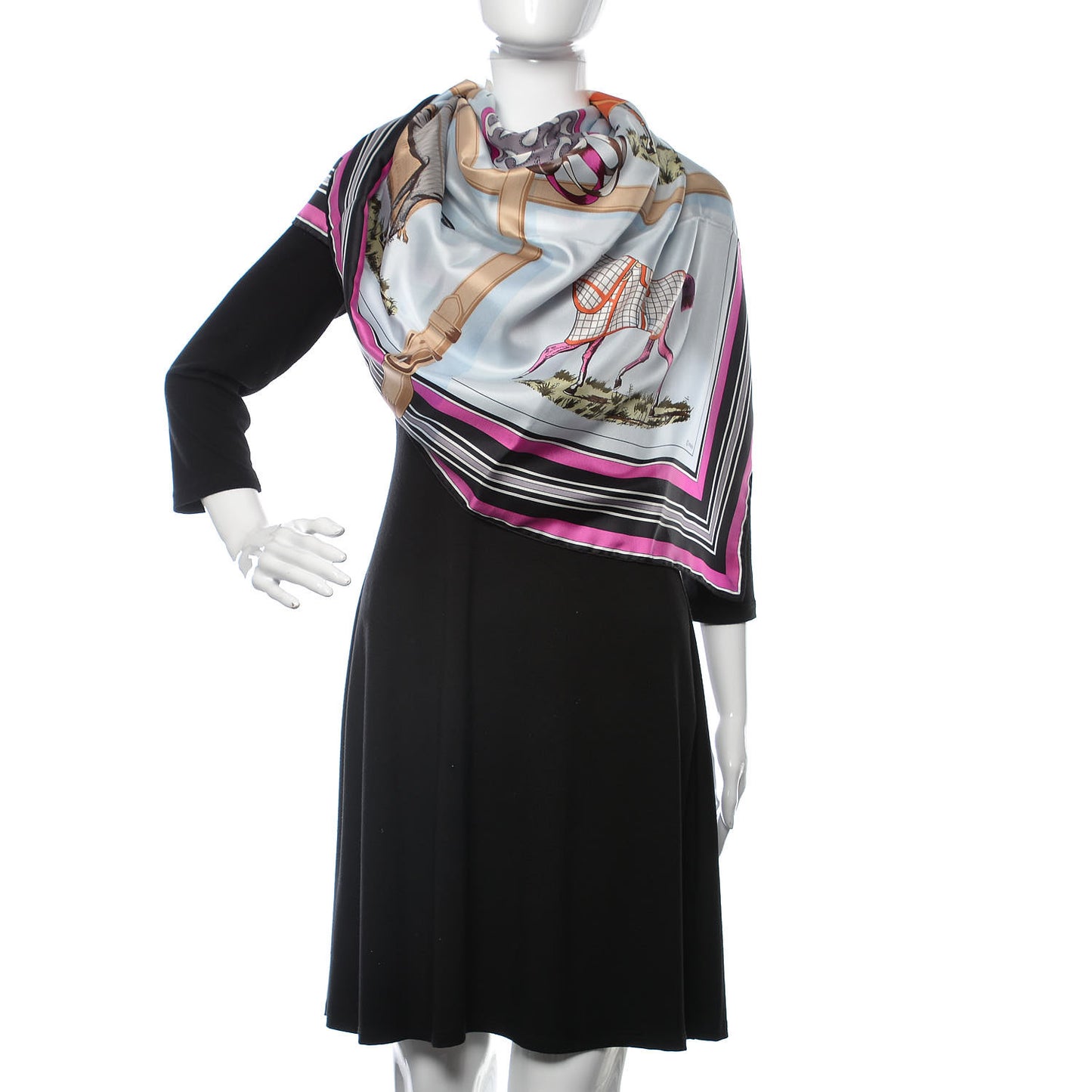 Silk Couvertures Et Tenues de Jour Scarf 140 Gris Perle Fuchsia Black
