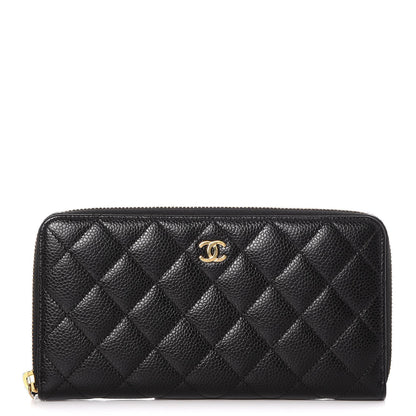 Chanel Caviar Quilted Large Gusset Zip Around Wallet Black 1 of 9