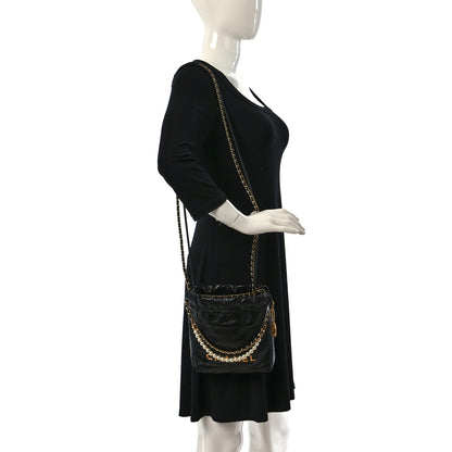Chanel Shiny Crumpled Calfskin Quilted Pearl Mini Chanel 22 Black 2 of 11