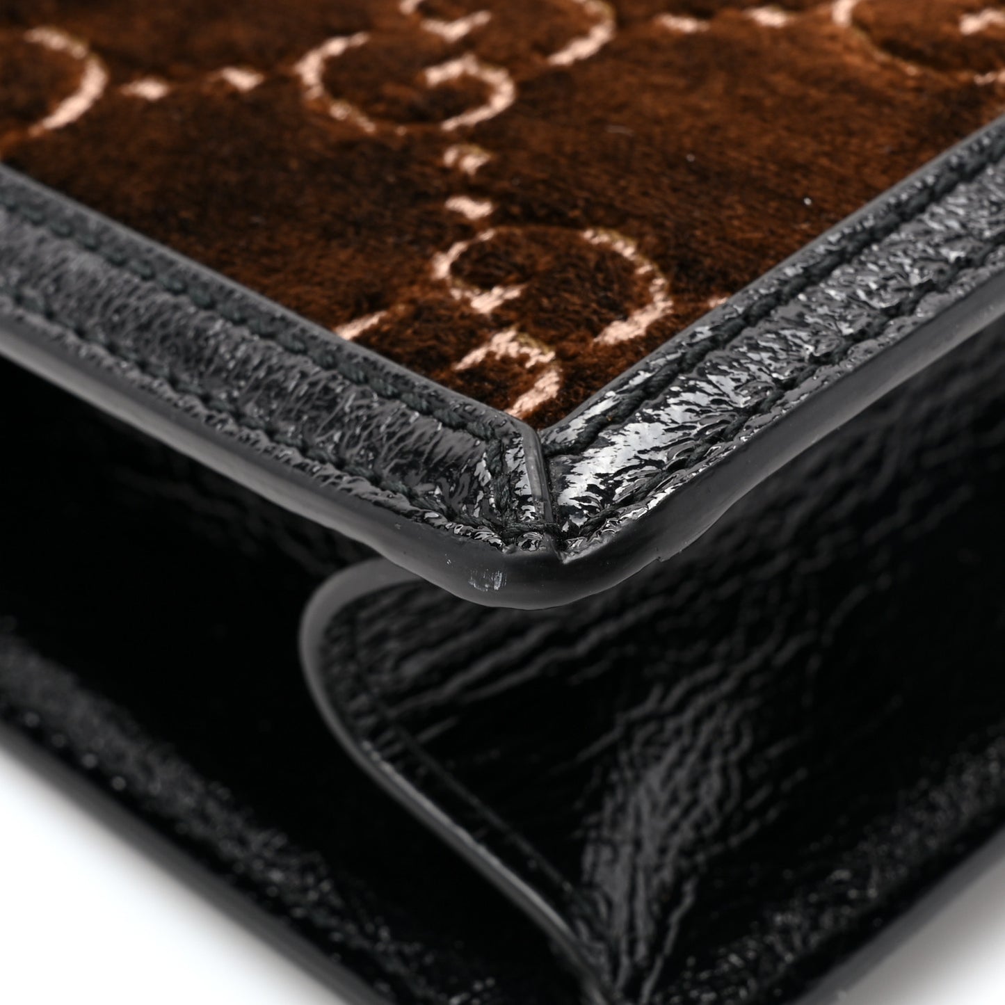 Velvet GG Monogram Web Mini Sylvie Top Handle Bag Brown Black Oro Vecchio