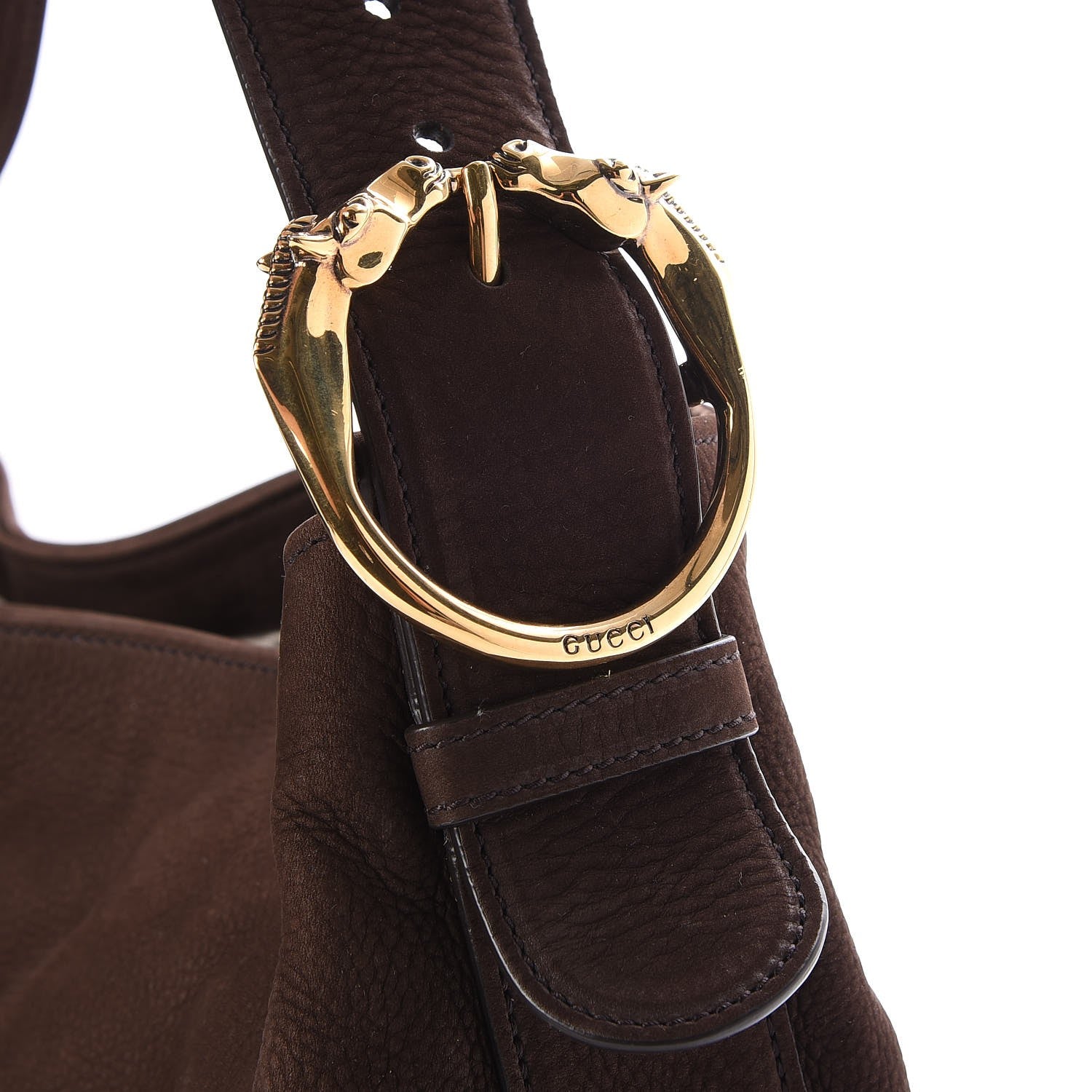 Gucci Nubuck Ribot Horse Heads Hobo Brown 8 of 8