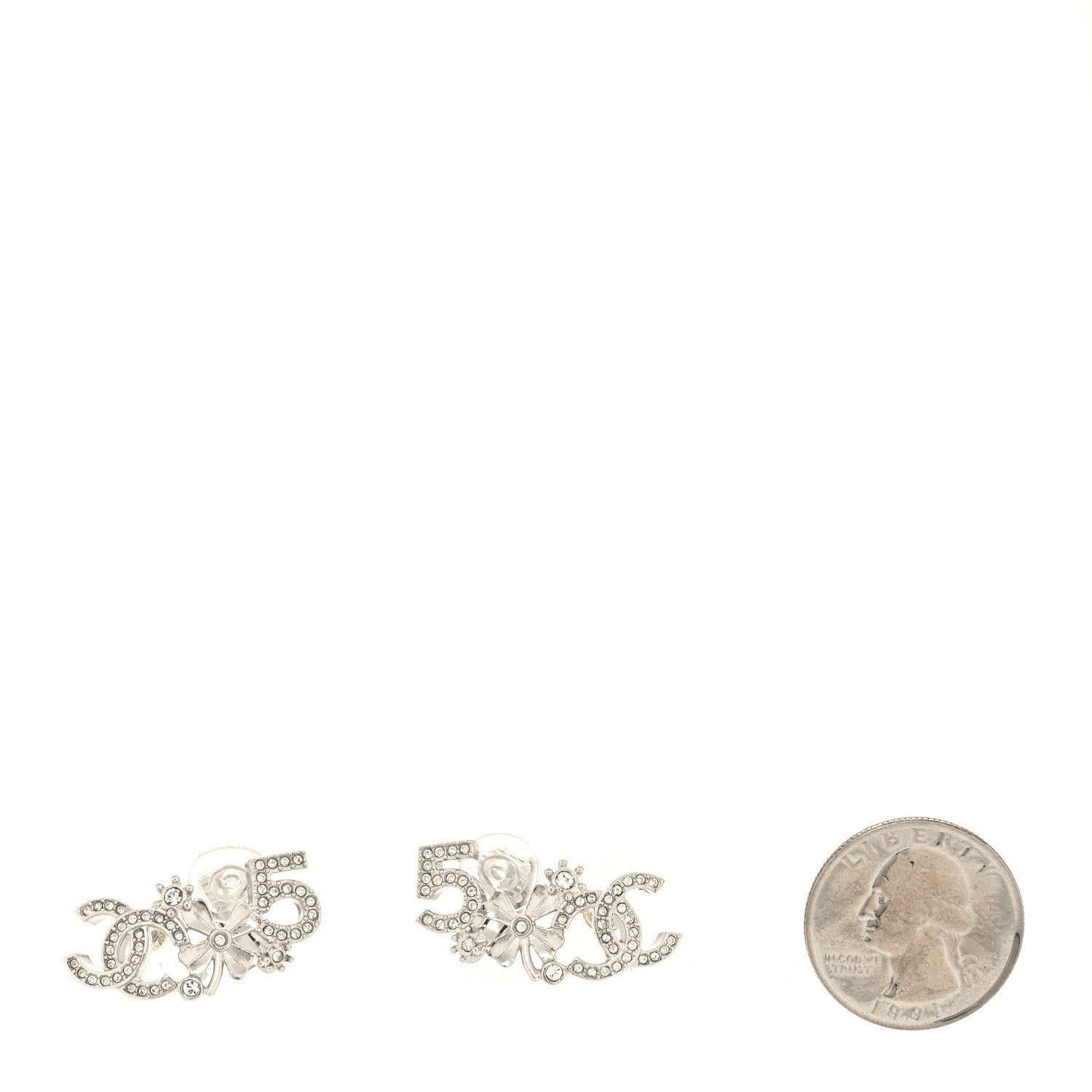 Chanel Crystal Star 5 CC Earrings Silver 2 of 4