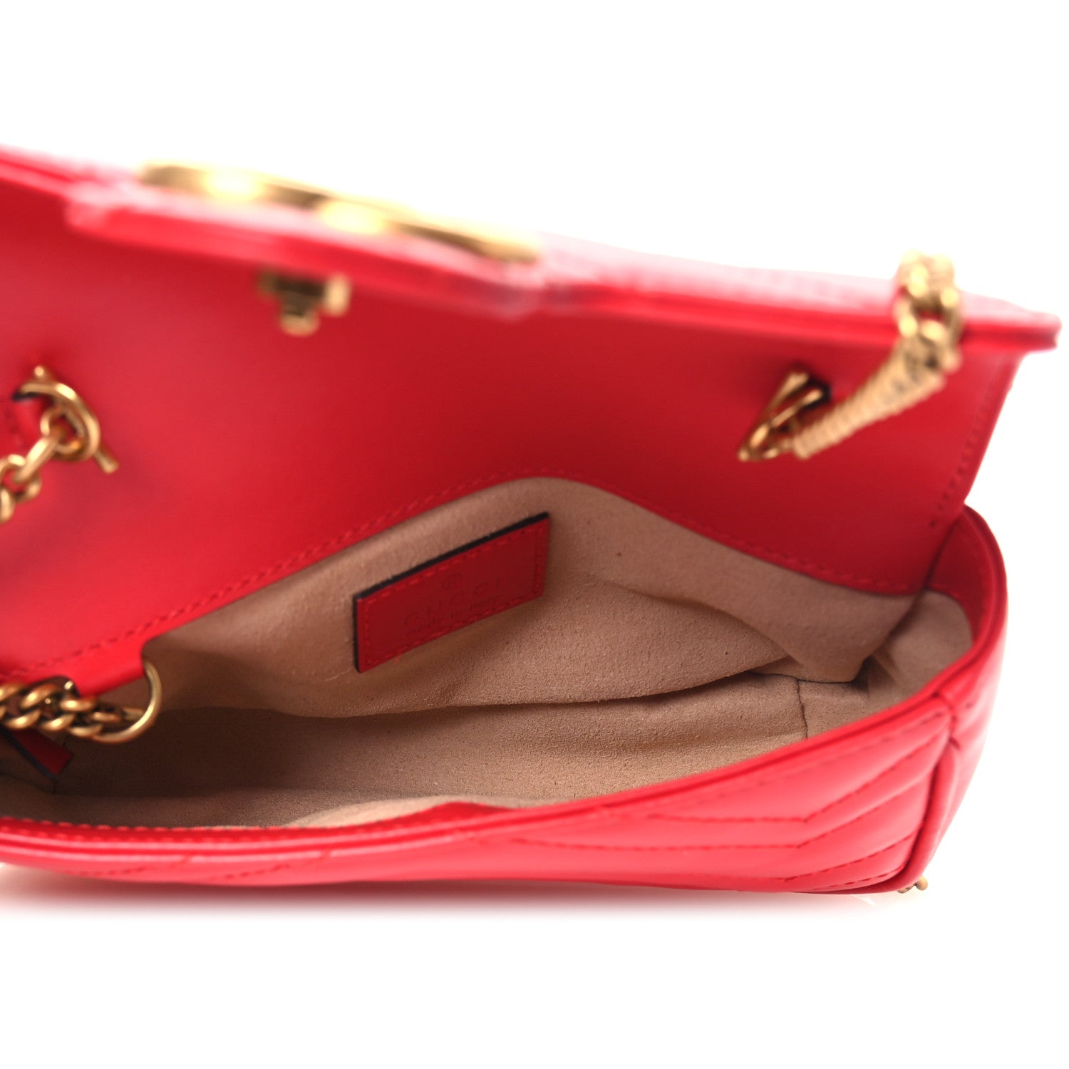 Gucci Calfskin Matelasse Super Mini GG Marmont Shoulder Bag Hibiscus Red 5 of 12