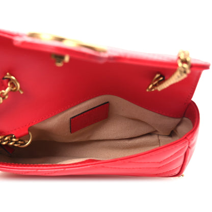 Gucci Calfskin Matelasse Super Mini GG Marmont Shoulder Bag Hibiscus Red 5 of 12