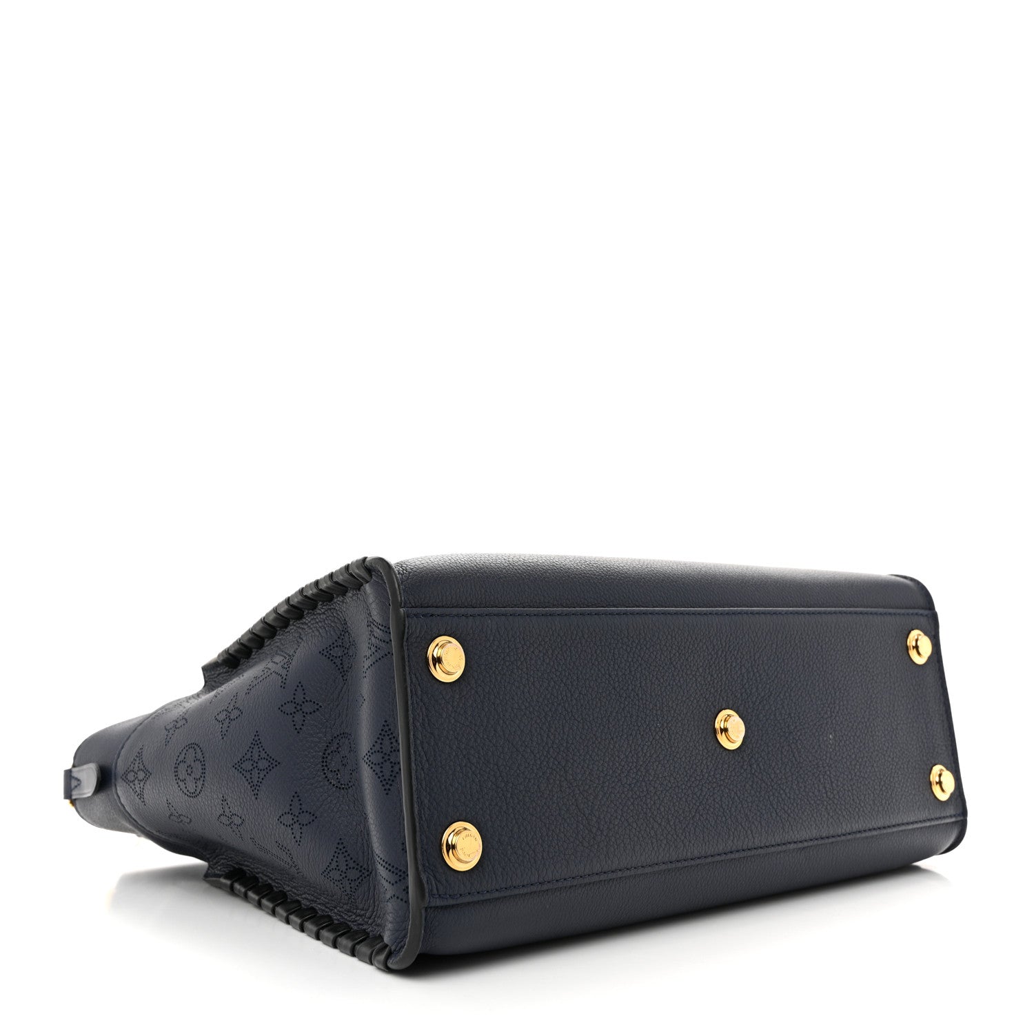 Louis Vuitton Calfskin Mahina Braided On My Side MM Navy 4 of 11