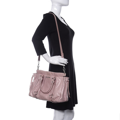 Miu Miu Vitello Lux Gathered Tote Mughetto 2 of 11