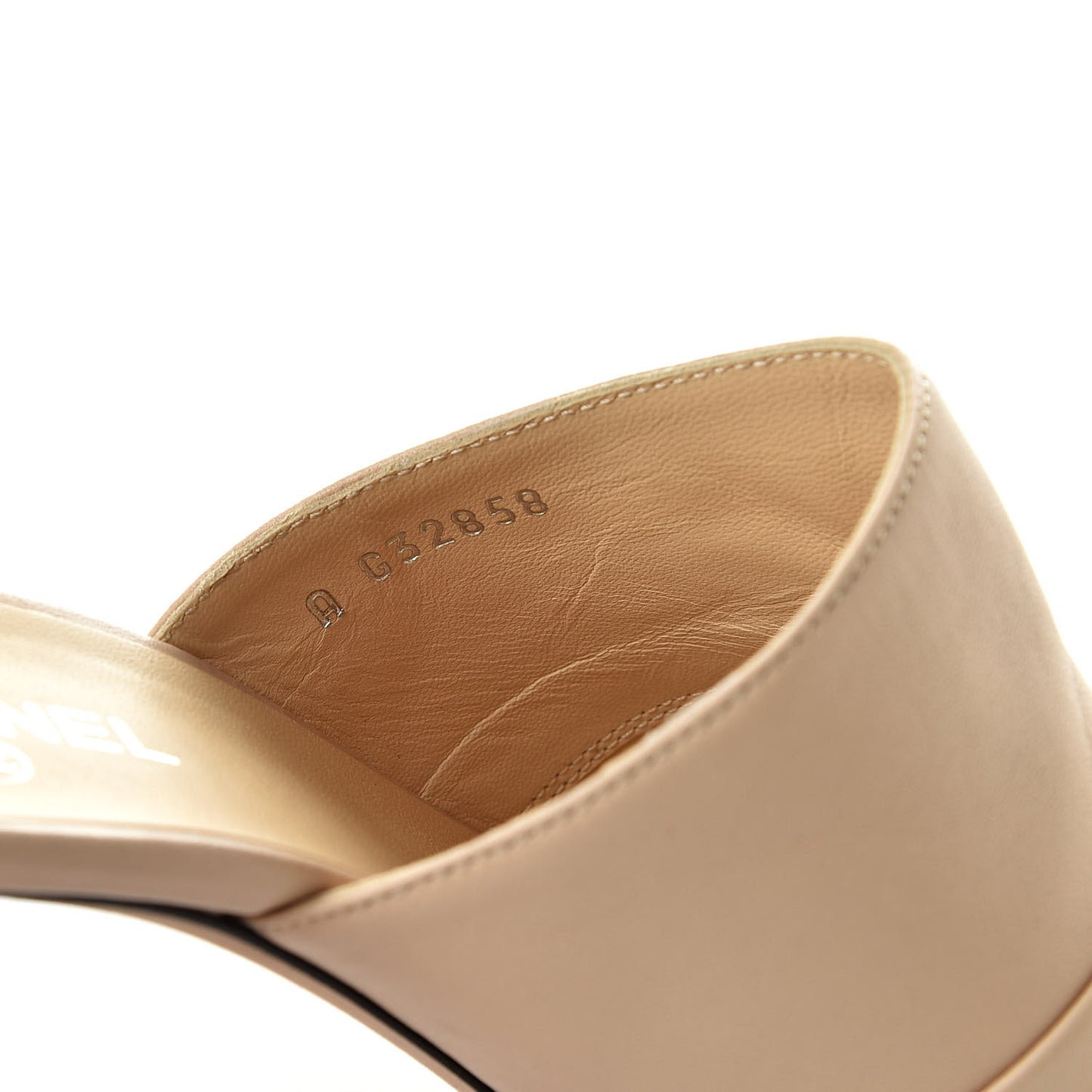 Lambskin Cap Toe CC Mules 36.5 Beige