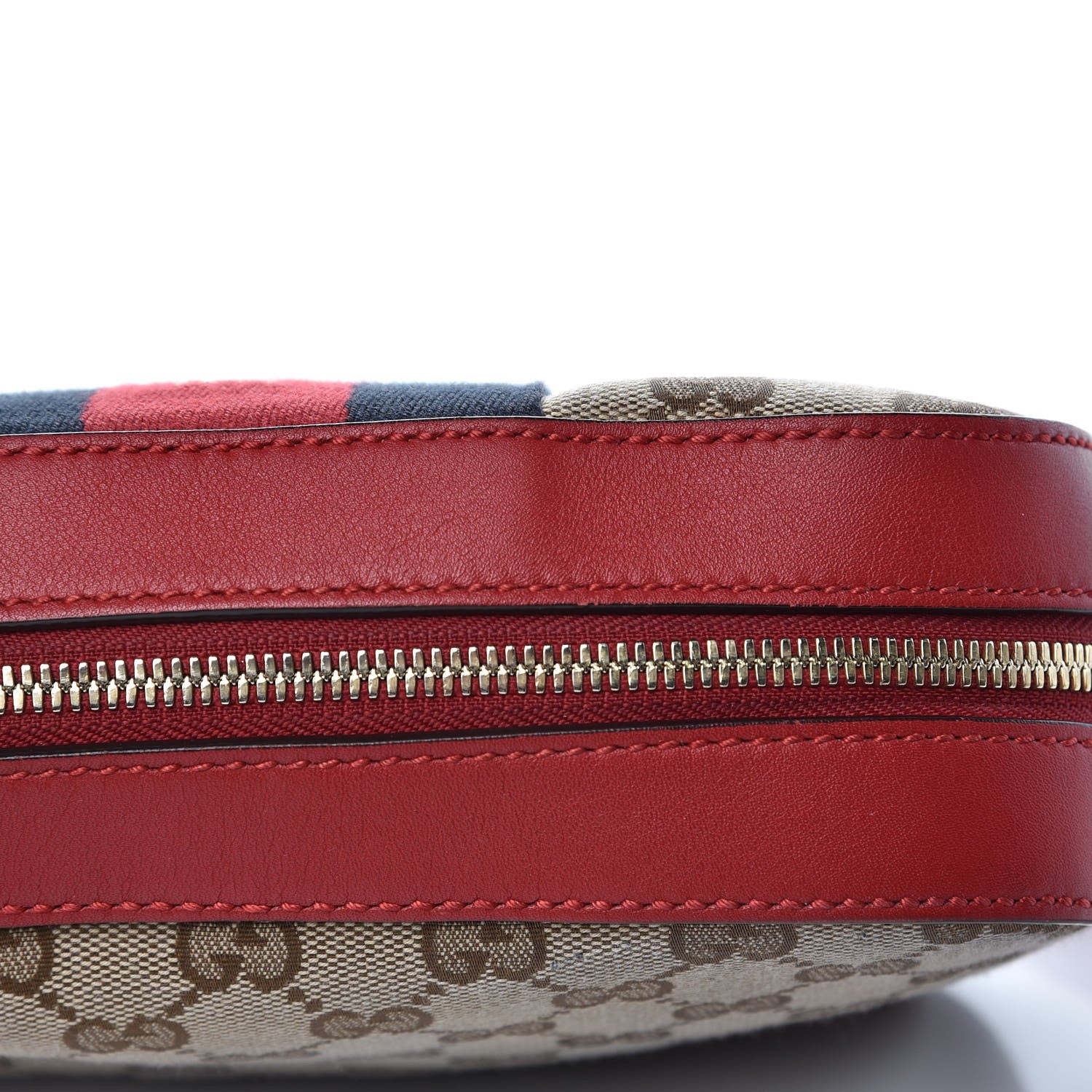 Gucci Monogram GG Supreme Web Small Webby Bee Shoulder Red 12 of 14