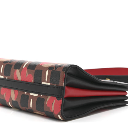 Prada Goatskin Floral Print Bibliotheque Shoulder Bag Tabacco Black 12 of 13