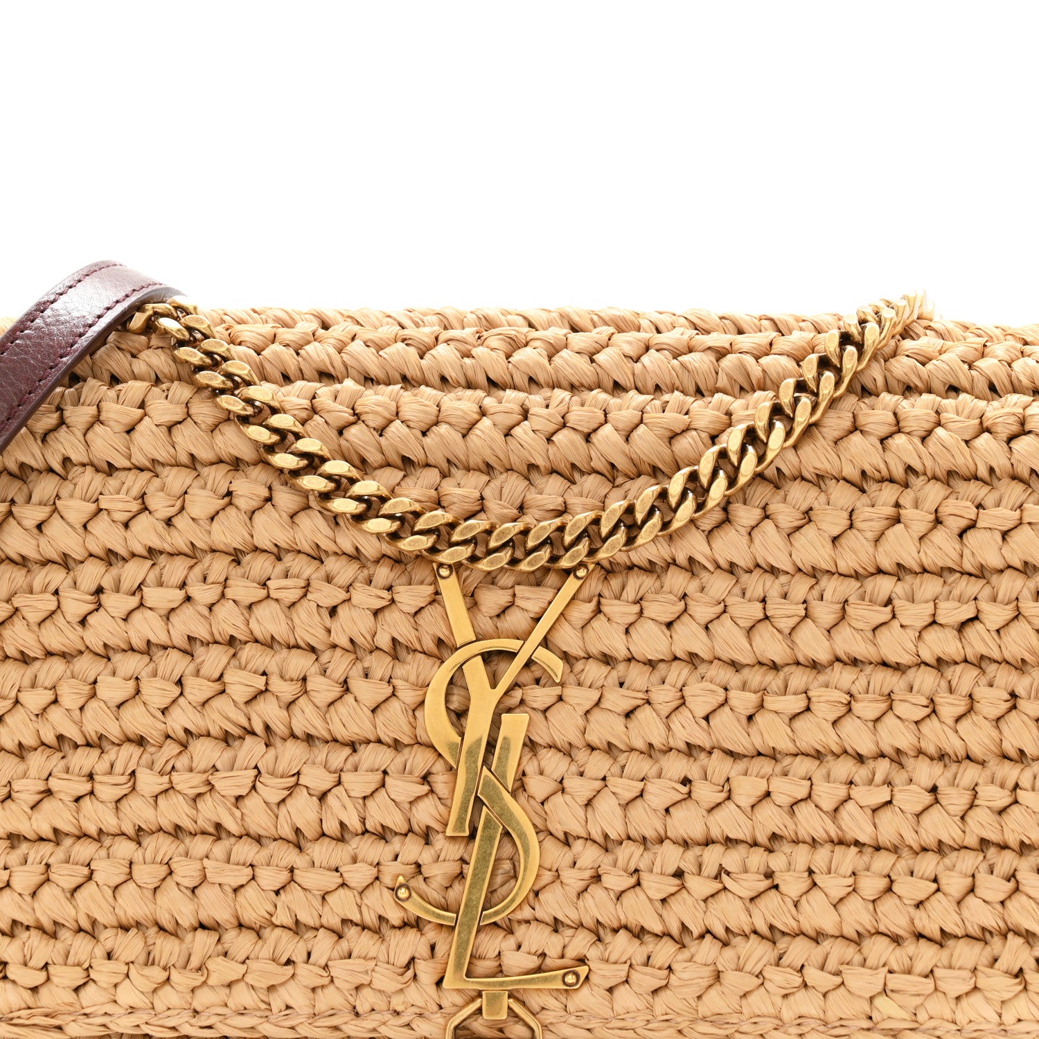 Saint Laurent Raffia Monogram Tassel Kate 99 Dark Nude 8 of 10