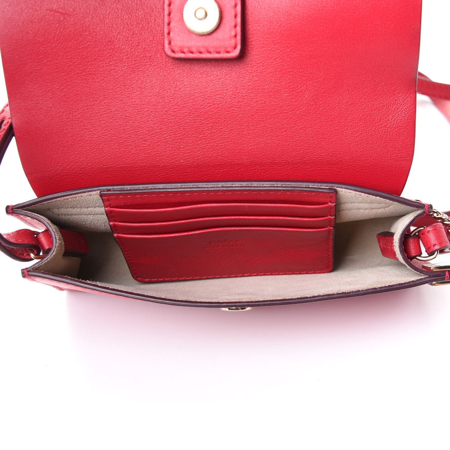 Suede Calfskin Mini Faye Shoulder Bag Tulip Red