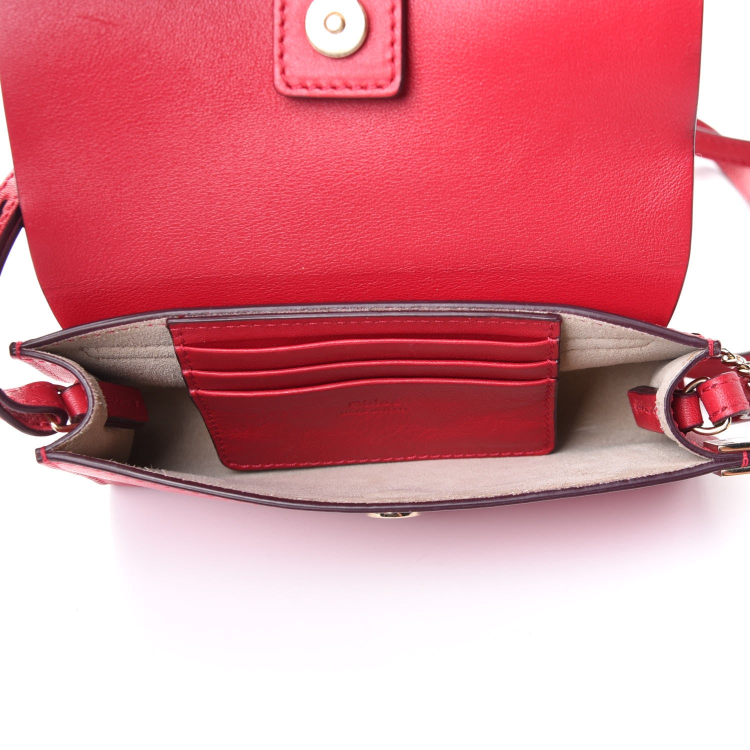 Chloe Suede Calfskin Mini Faye Shoulder Bag Tulip Red 4 of 4