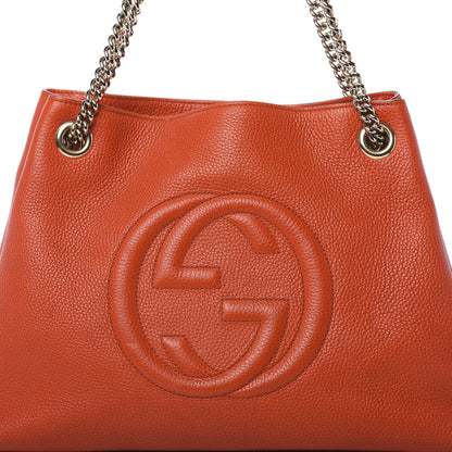 Gucci Pebbled Calfskin Medium Soho Chain Shoulder Bag Sun Orange 9 of 13