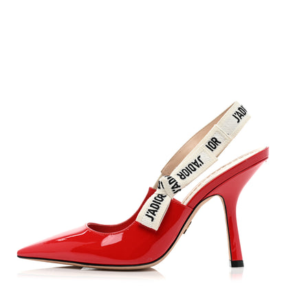 Christian Dior Patent Ribbon J'Adior Slingback 100mm Pumps 39 Red 1 of 9