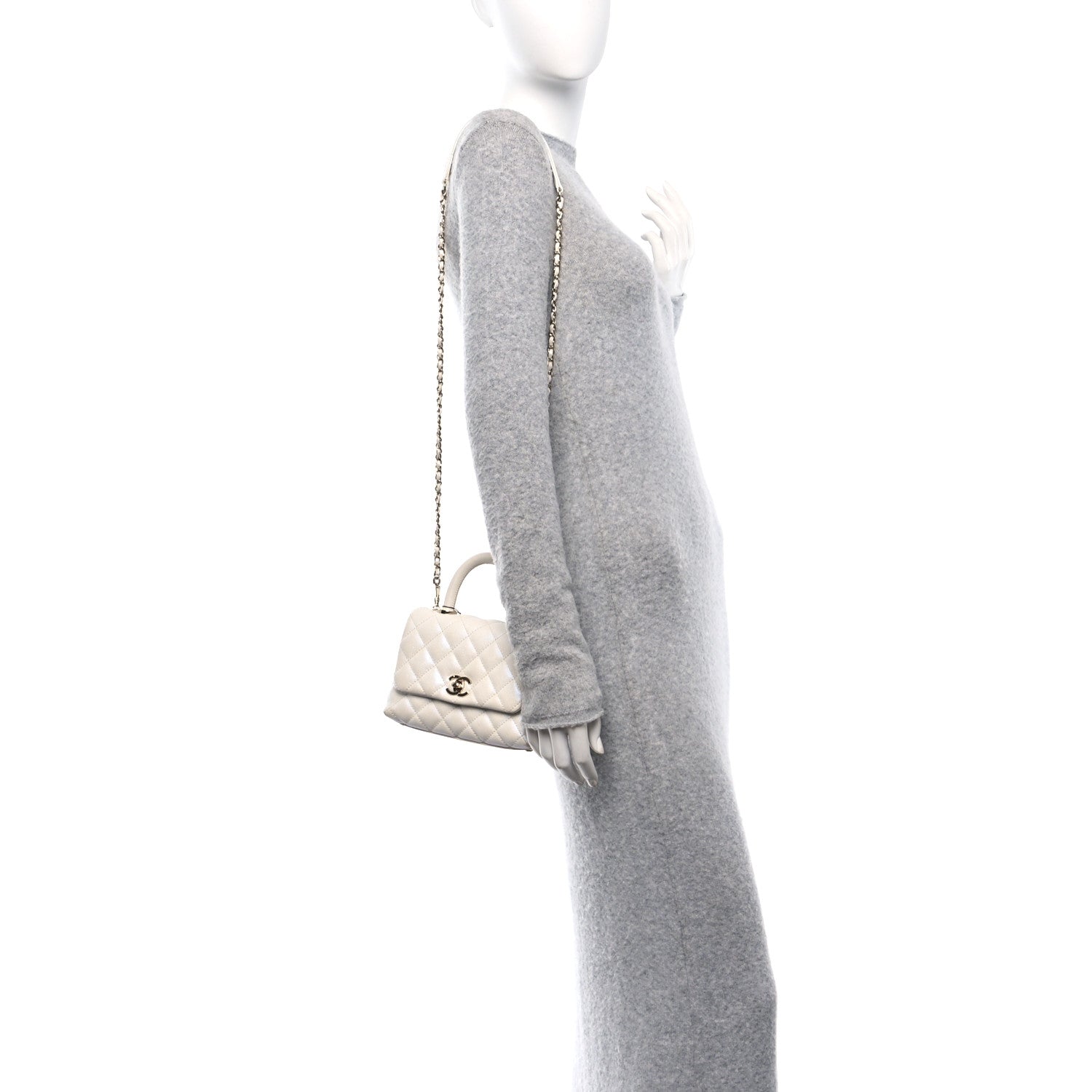 Chanel Iridescent Caviar Quilted Extra Mini Coco Handle Flap White 2 of 11