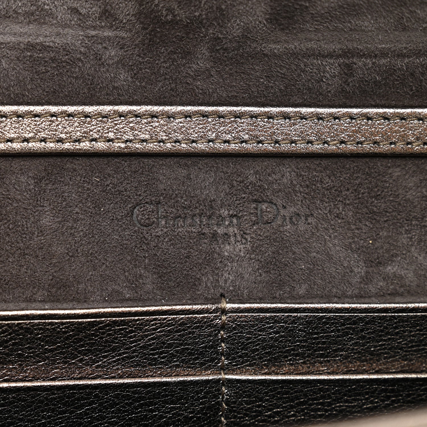Christian Dior Metallic Calfskin Diorama Wallet on Chain Pouch Black Gold 7 of 9