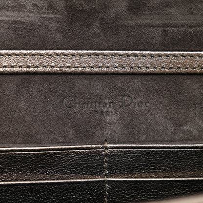 Christian Dior Metallic Calfskin Diorama Wallet on Chain Pouch Black Gold 7 of 9