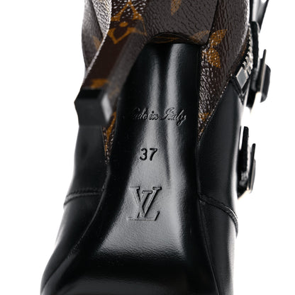 Louis Vuitton Calfskin Monogram Janet Ankle Boots 37 Black 6 of 8