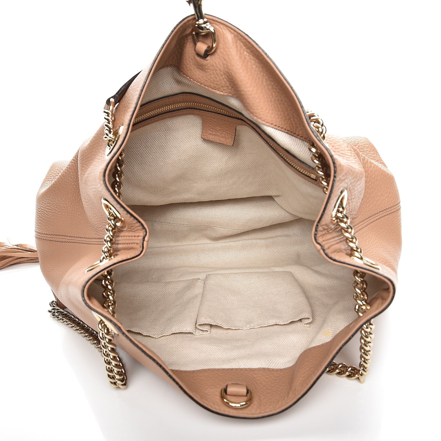 Pebbled Calfskin Medium Soho Chain Shoulder Bag Rose Beige