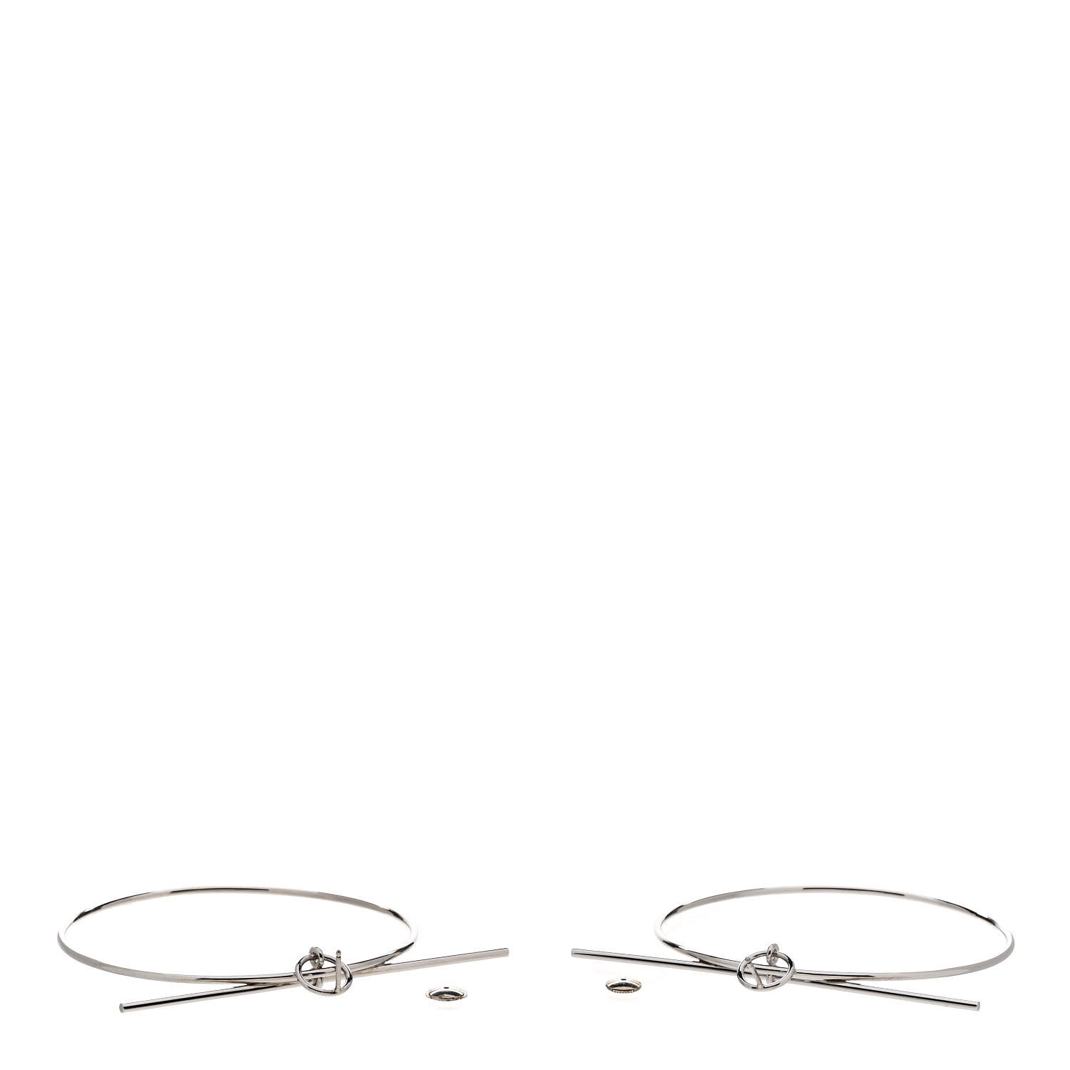 Hermes Sterling Silver TGM Loop Earrings 3 of 5
