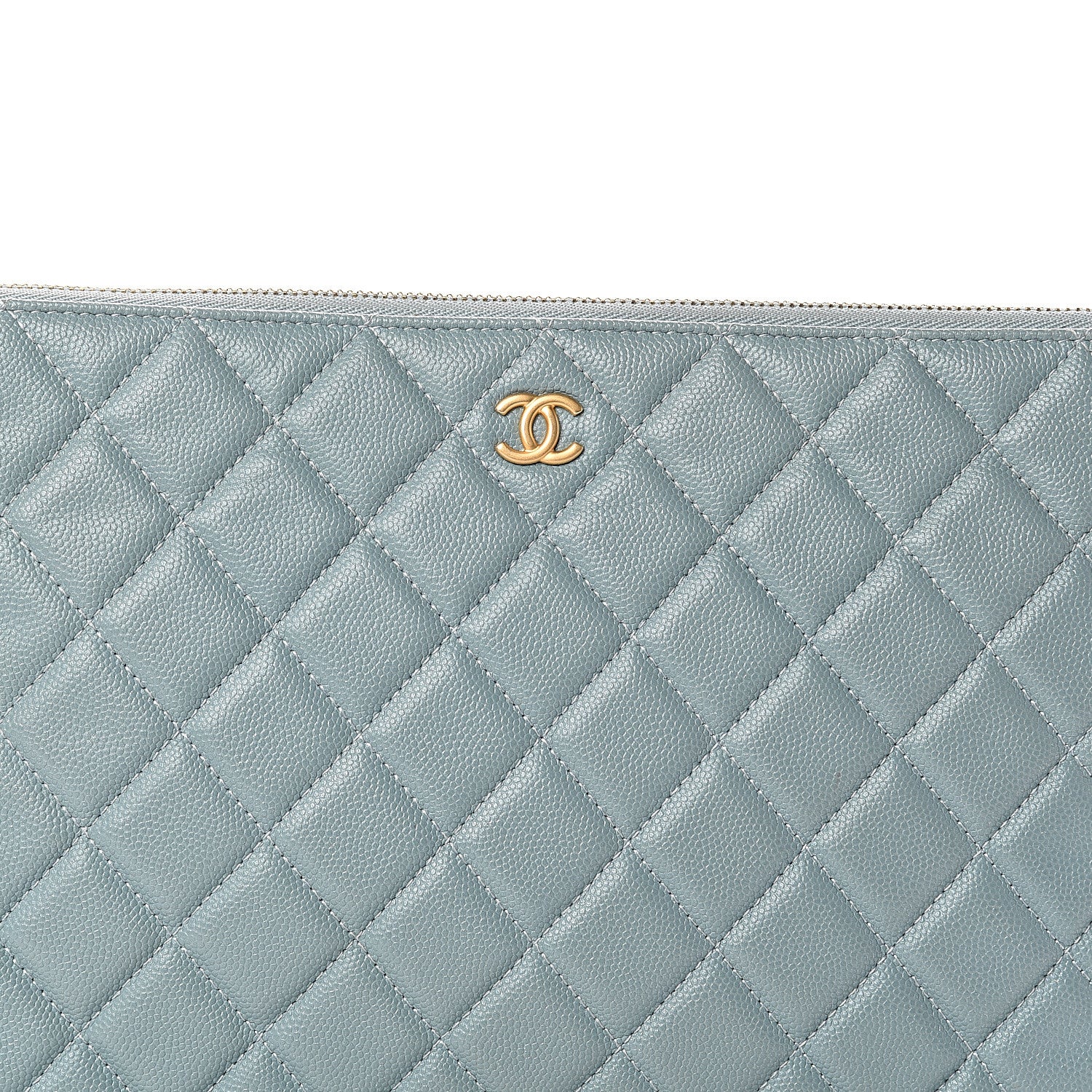 Chanel Caviar Quilted Medium Cosmetic Case Light Blue 8 of 8
