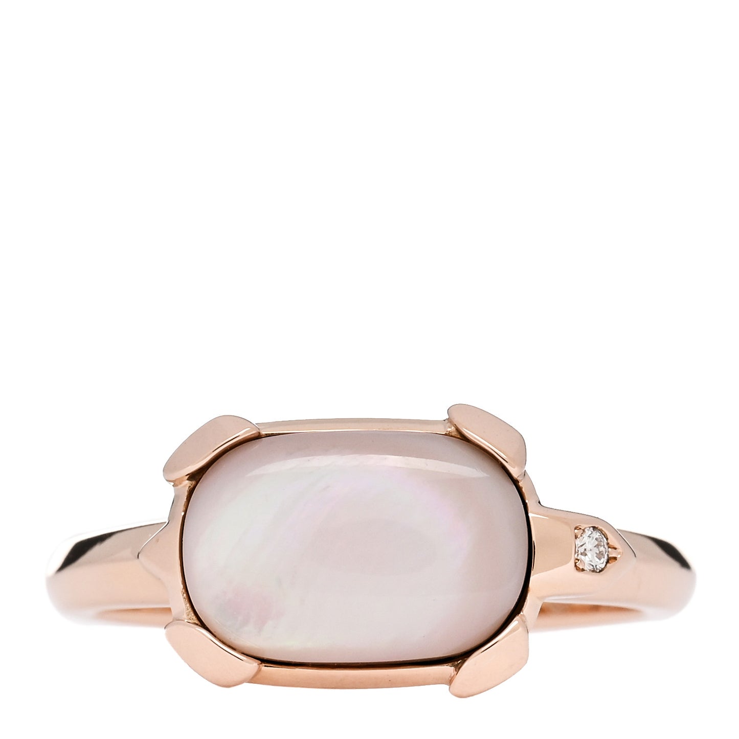 18K Pink Gold Diamond Mother of Pearl Tortue Ring 53 6.5