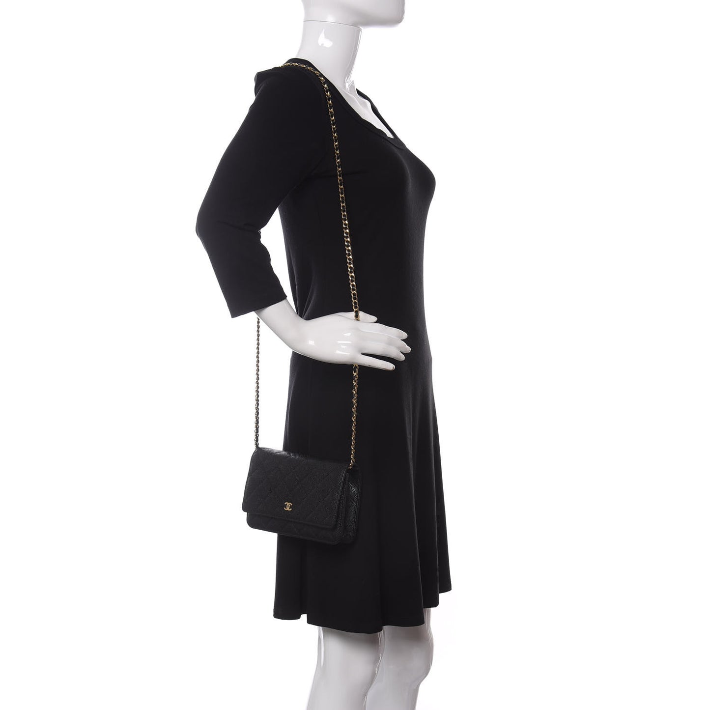 Caviar Quilted Wallet On Chain WOC Black