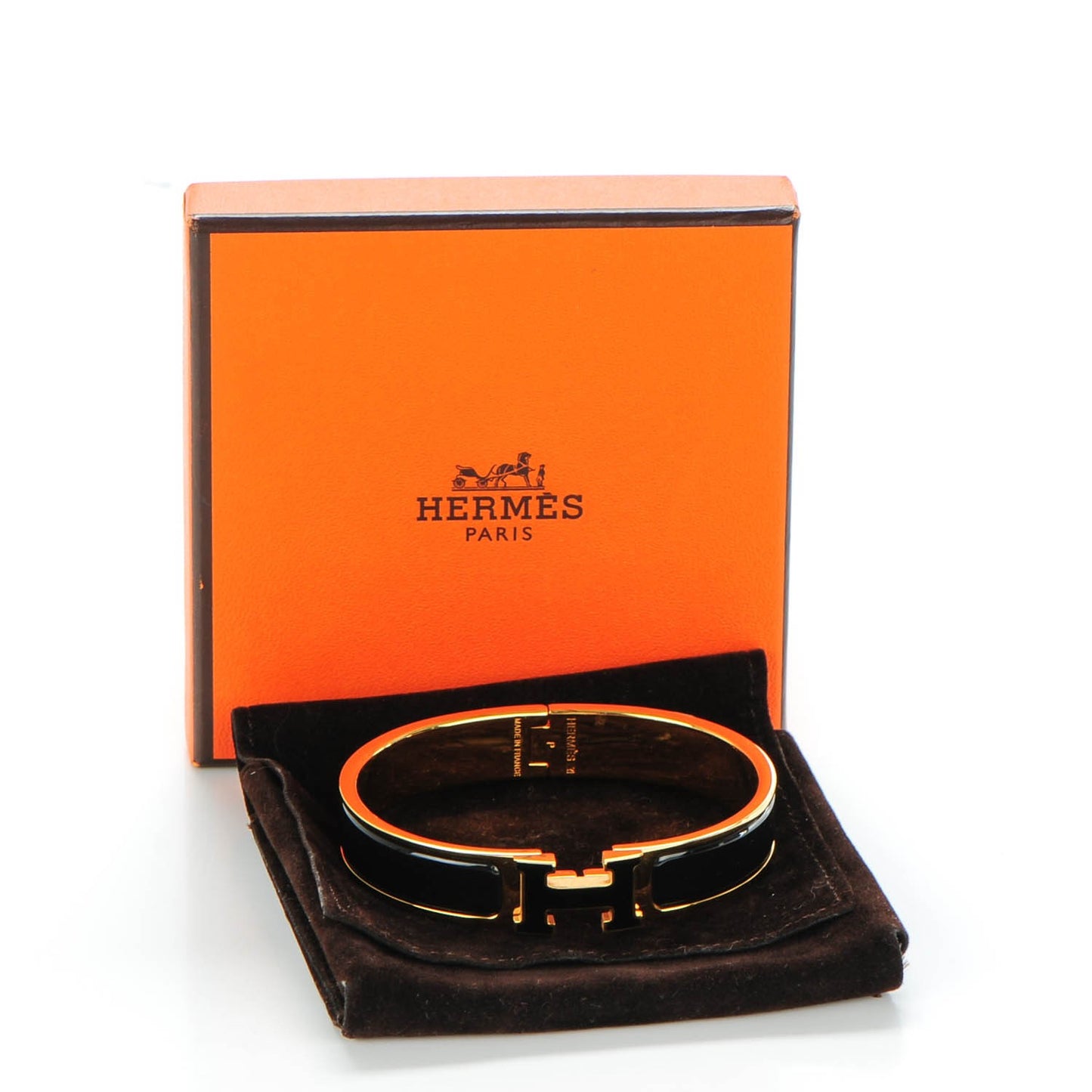 Enamel Narrow Clic Clac H Bracelet GM Black