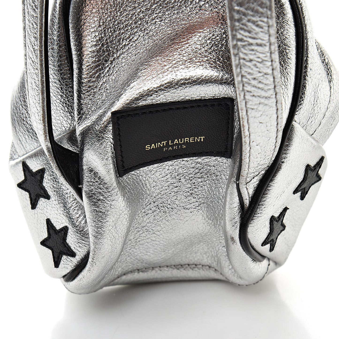 Metallic Calfskin Toy California Backpack Star Keychain Silver